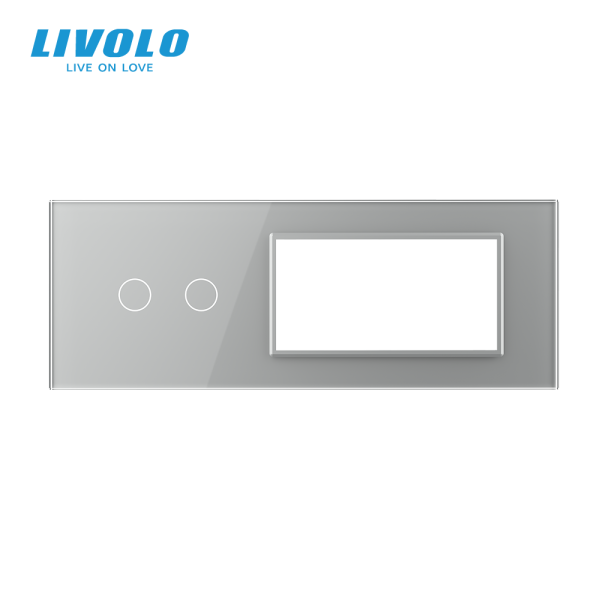 Stakleni Panel 7M 2 Tipke & 1 Okvir & 1 Okvir - sivi