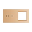 2 Tipke &1 Okvir Stakleni Panel - zlatni