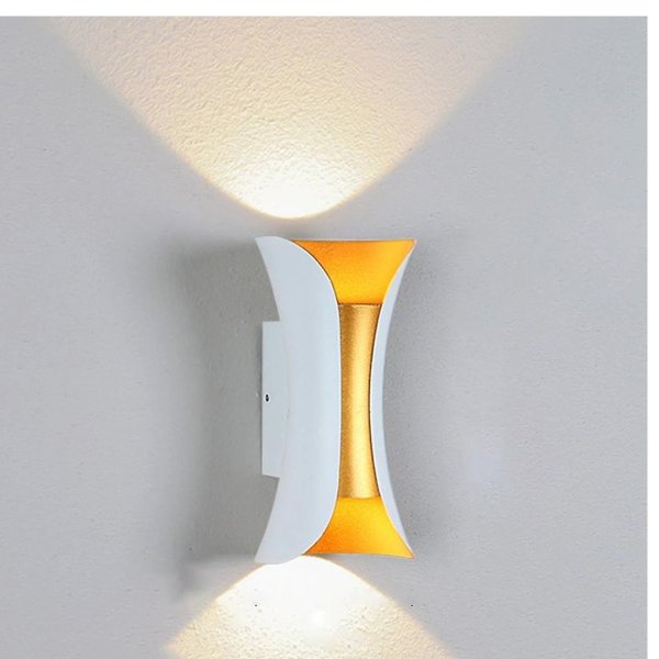 Vrtna zidna lampa Snaga 10W 3000K-bijelo zlatna