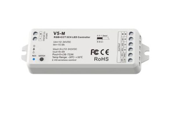 LED kontroler RF RGB + CCT  - V5-M
