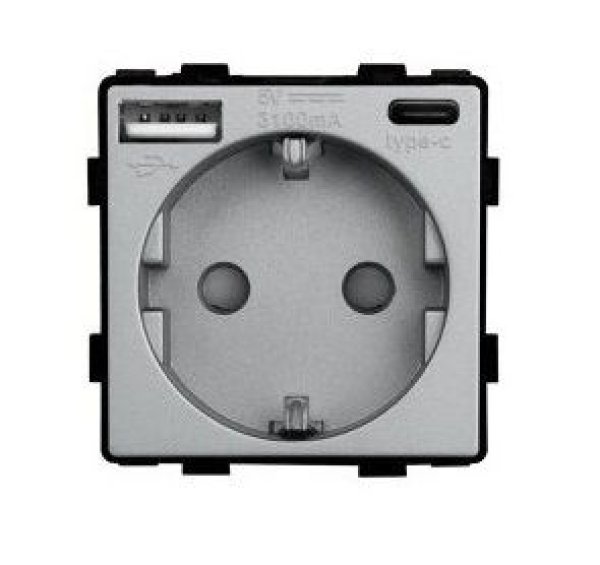 Modul / EU utičnica 16A sa USB A+C 3.1A 20W brzi punjač