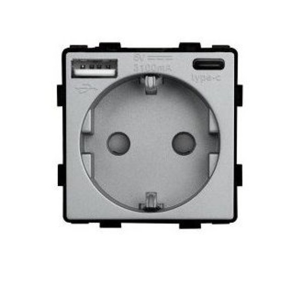 Modul / EU utičnica 16A sa USB A+C 3.1A 20W brzi punjač