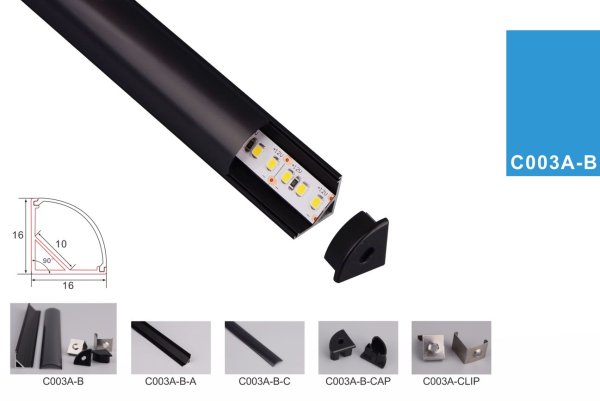 ALUMINIJSKI PROFIL KUT C003A-B - CRNI 