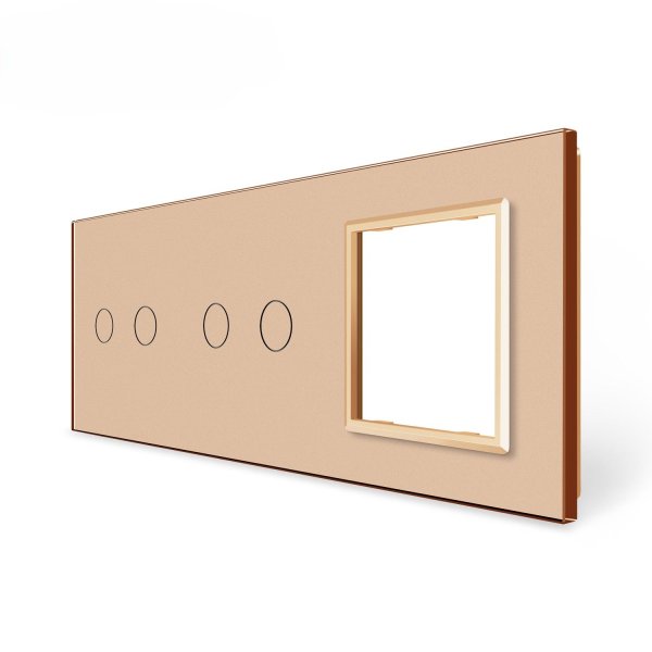 2 Tipke & 2 Tipke & 1 Okvir Stakleni Panel - zlatni