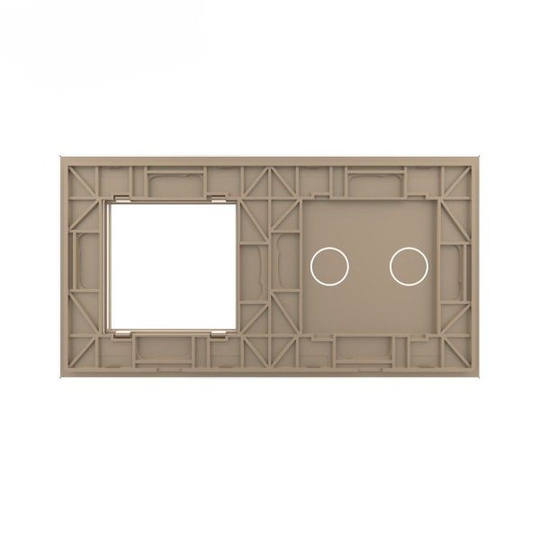 2 Tipke &1 Okvir Stakleni Panel - zlatni