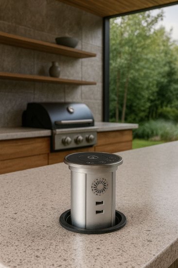 Automatska izvlačna utičnica 3EU+USBA/C+4BT+QI+WI-FI stakleni vrh