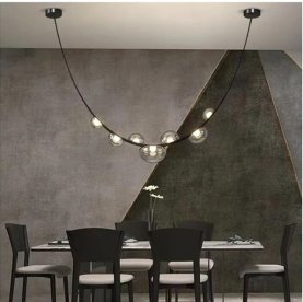 LED Stropna visilica koža+staklo smoky-12W
