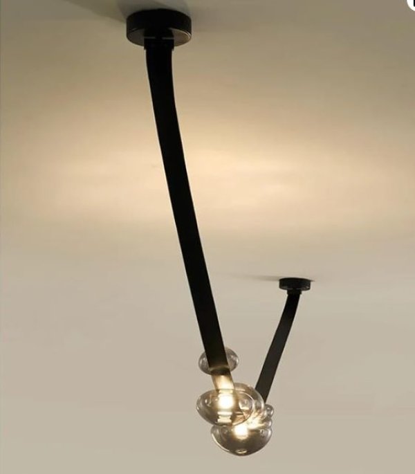 LED Stropna visilica koža+staklo smoky-12W
