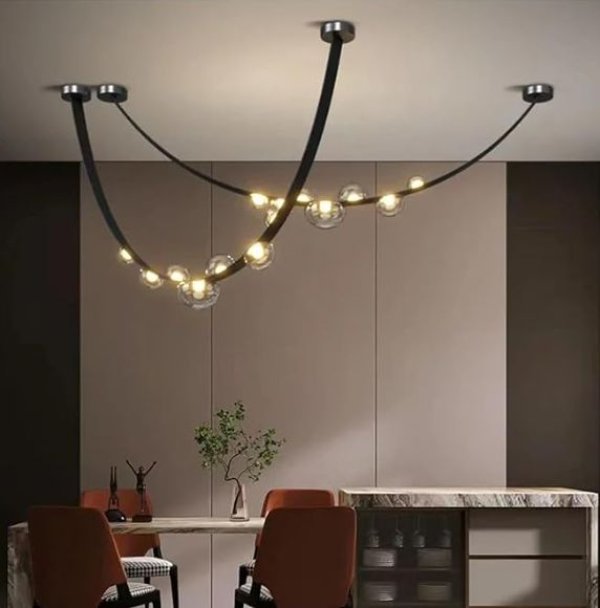 LED Stropna visilica  koža+staklo 12W