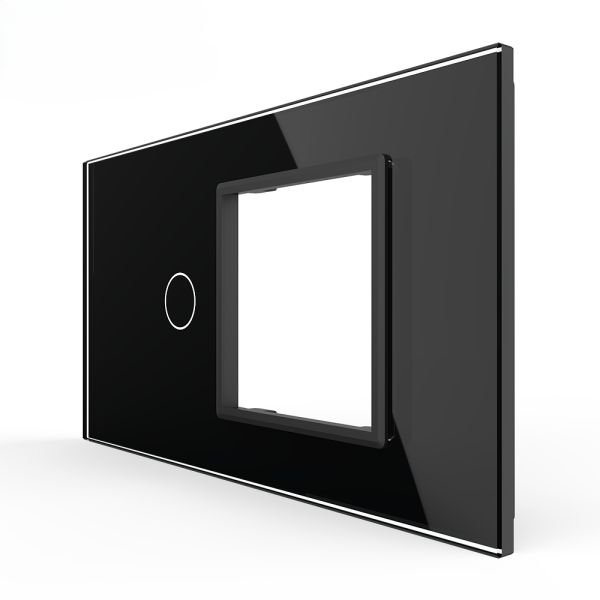 Stakleni Panel 4M 1 Tipka & 1 Okvir - crni