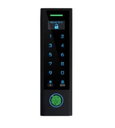 KONTROLA PRISTUPA s OLED ekranom-APP Tuya, otisak, IC kartica, touch šifrarnik sa tipkom ZVONA IP66-crna