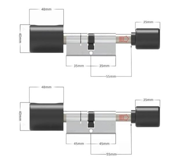 Pamenta cilindar brava - APP Tuya+ bluetooth+ otisak+ IC kartica+ ključ- crna