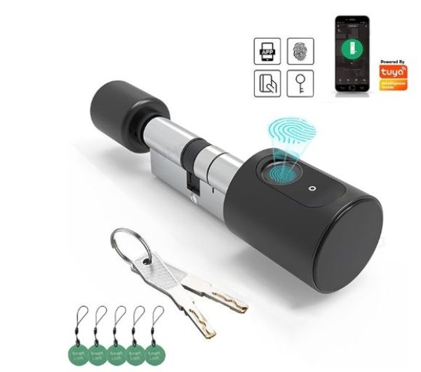 Pamenta cilindar brava - APP Tuya+ bluetooth+ otisak+ IC kartica+ ključ- crna
