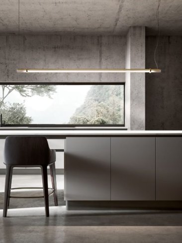 LED Stropna visilica L1300*W85*H85mm metal+kristal 13W- mjed+bijela