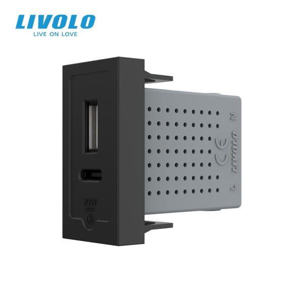 Modul 1m / USB A+C 20W- crna