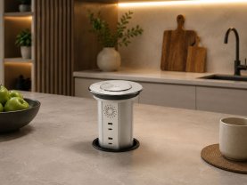 Automatska izvlačna utičnica 6EU+2USBA/C+4BT+QI+WI-FI stakleni vrh