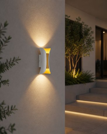 Vrtna zidna lampa Snaga 20W 3000K-bijelo zlatna