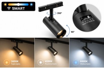 Led magnetni reflektor-tuba DIP switch 5-STEP (3cct+cct+bluetooth/dimm) 10W- crna