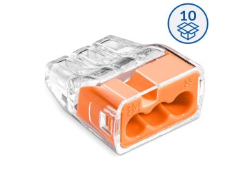 Utična stezaljka, klema bez poluge, 3 priključka- 10 kom
