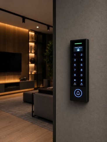 KONTROLA PRISTUPA s OLED ekranom-APP Tuya, IC kartica, touch šifrarnik sa tipkom ZVONA IP66-crna