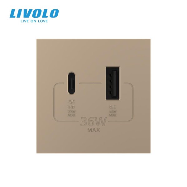 Modul / USB-1A1C 36W - zlatni