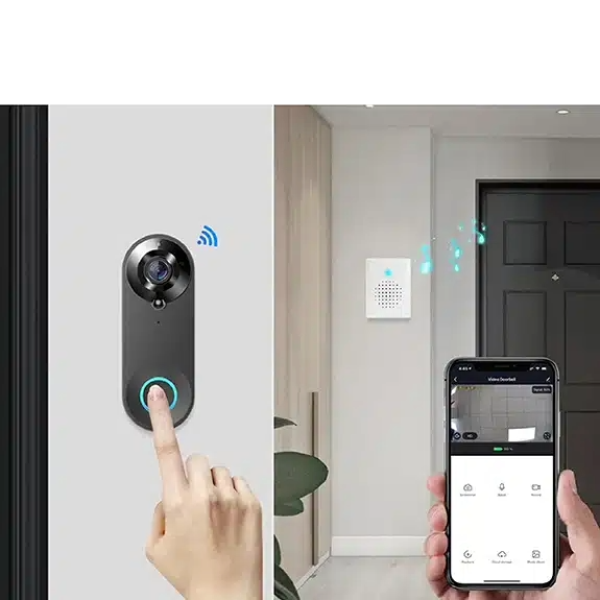 Wi-Fi Tuya video smart zvono 1080P, 2.4GHZ wi-fi, 2 way audio-crna