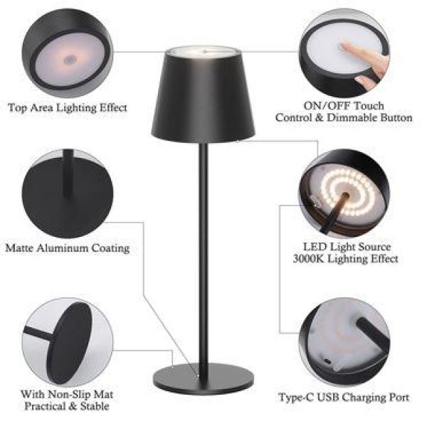 Stolna LED lampa Snaga 3W 3000K- crna