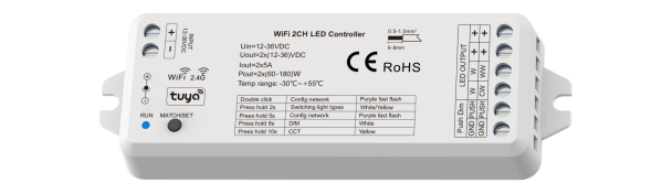LED kontroler WI-FI TUYA & RF single+CCT - WT1